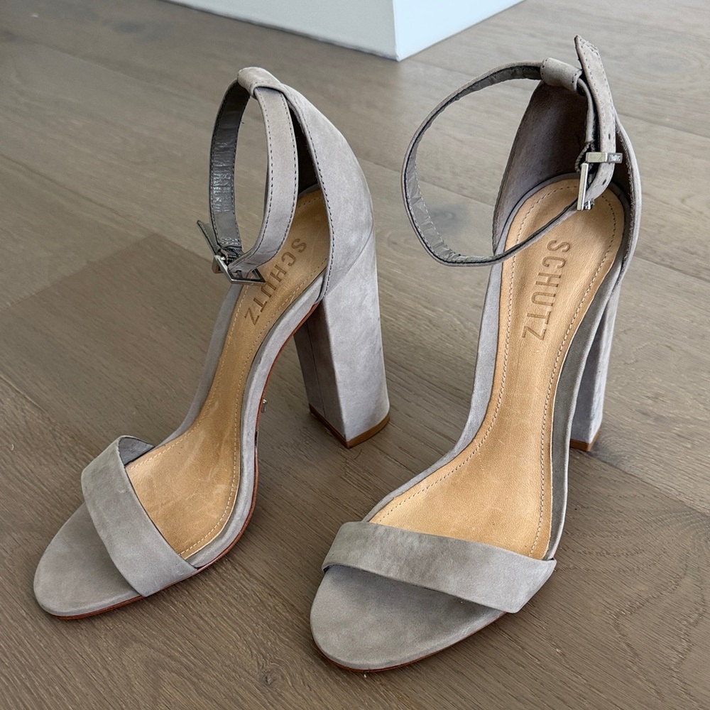 SCHUTZ Suede Block High Heels (worn once) - Size 6.5